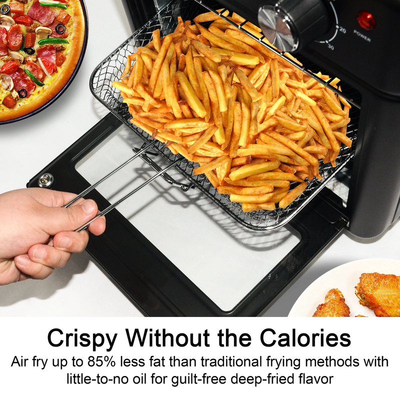 14QT Air Fryer Toaster Oven Combo 7 in 1 Oil Less Cooker Bake Broil Toast Black4