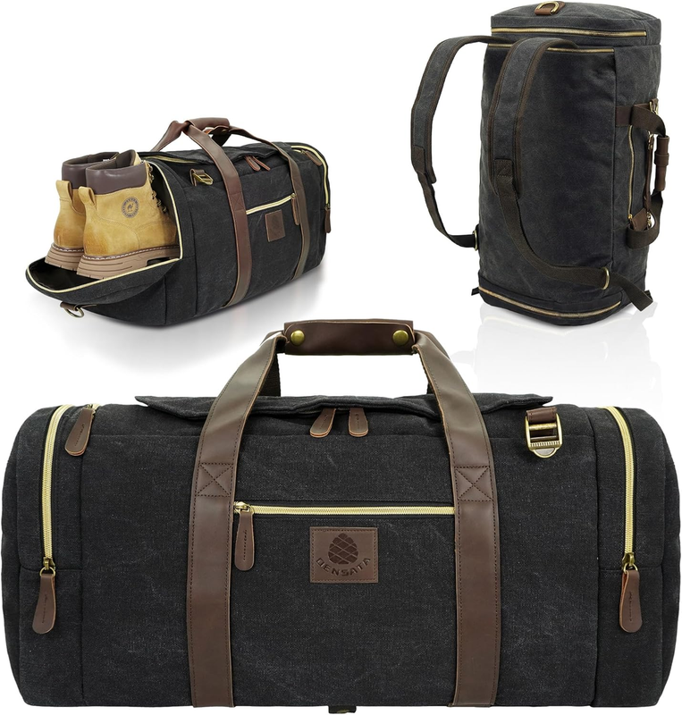 Duffle Bag for Travel, 50L Canvas Duffle Bag Vintage Travel Bag Overnight Bag wi10