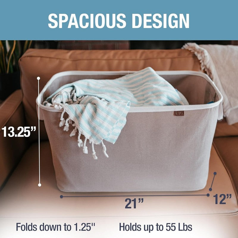Collapsible Laundry Basket Hamper 2-Pack 60L Luxe Mocha Foldable Organizer2