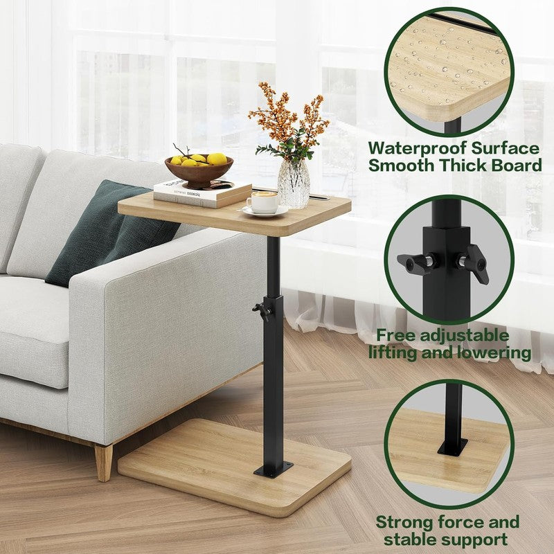 C-Shaped 360° Swivel Adjustable Side Table Natural Wood Sofa/Bed8