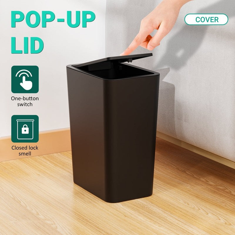 3-Pack Slim Trash Can with Lid, 10L for Home & Office - White, Black, Gray4