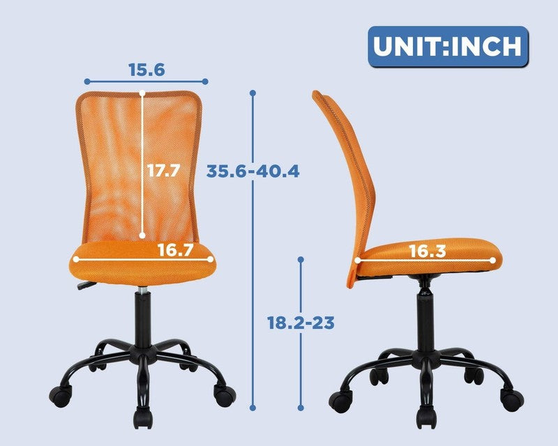 Ergonomic Armless Office Chair with Adjustable Height, Lumbar Support for Adults1