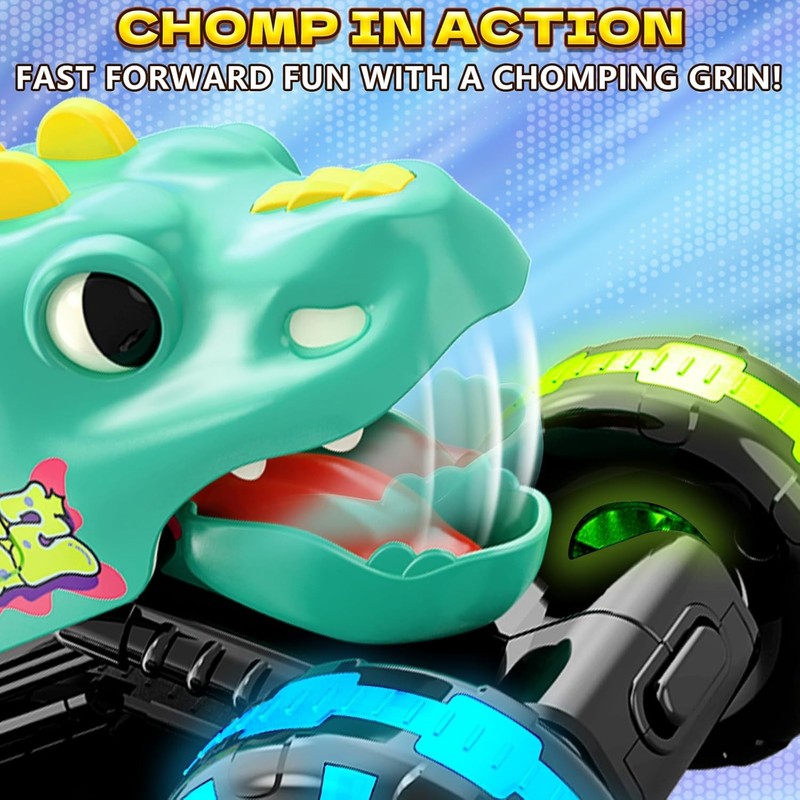3 Pack Dinosaur Car Toys for Kids Toddlers, Light up Wheels Monster Truck Toys f4
