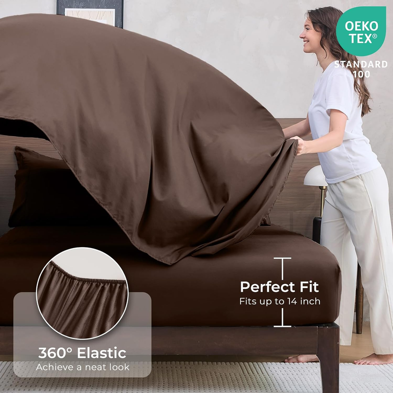 Brown Queen Comforter Set 7 Piece Bed in a Bag Ultra Soft  Pillowcases Shams Set4
