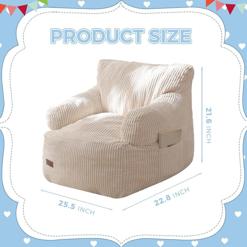 Kids Bean Bag Chair Toddler Sofa w/ Filler Lazy Floor Chair Gaming Beige1
