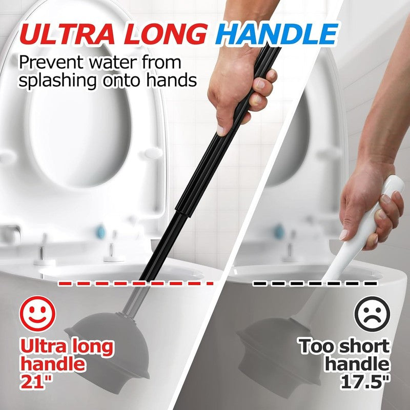 2 in 1 Toilet Plunger & Brush Set with Extended Handle for Easy Cleaning1