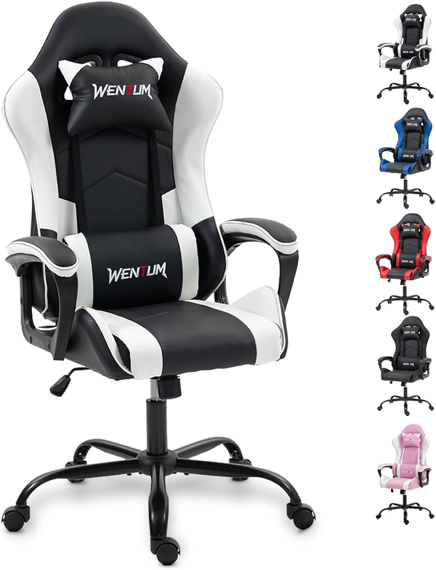 Ergonomic Massage Gaming Chair for Kids Adults, Comfy PU Leather Office Desk Cha10