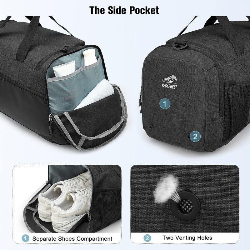 45L 3 Way Duffle Backpack Gym Bag Wet Pocket Shoes Compartment Travel3