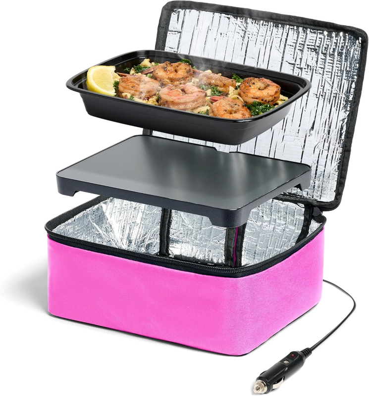 Mini Heated Lunch Box 12V Portable Electric Food Warmer Pink9