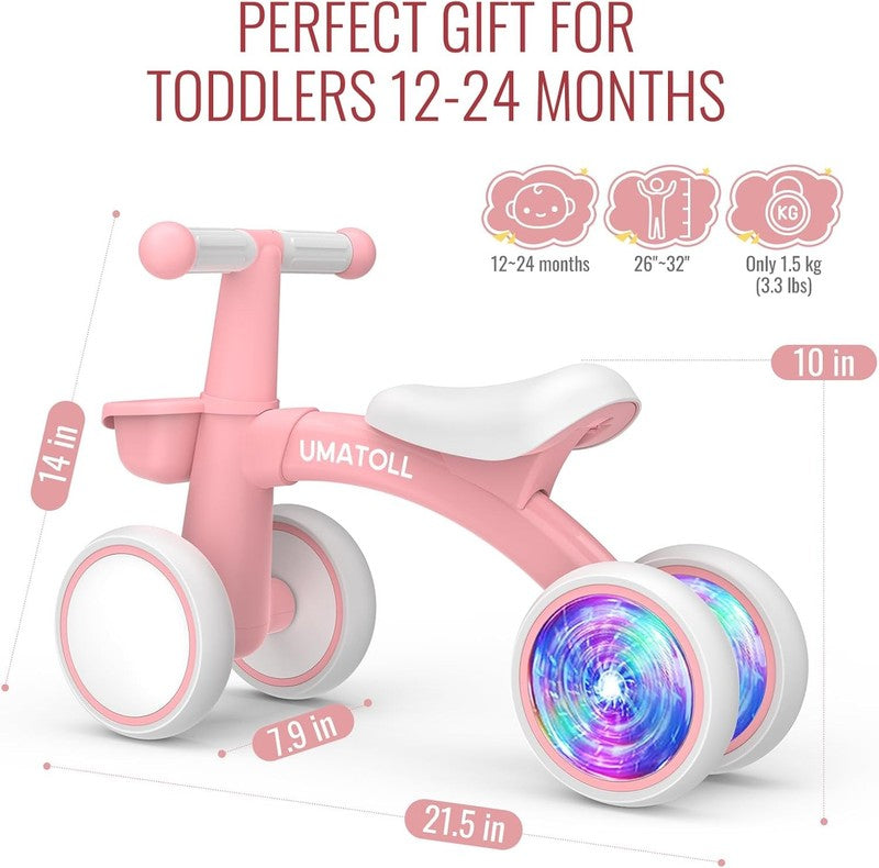 Baby Balance Bike with Lights, Adjustable Seat, Gift for Girls 12 24M (Pink)8