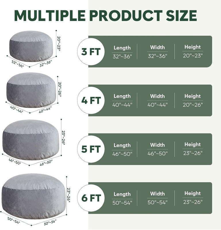 3 Ft Large Bean Bag Chairs for Adults/Teens with Memory Foam Filling, Comfy Bean5