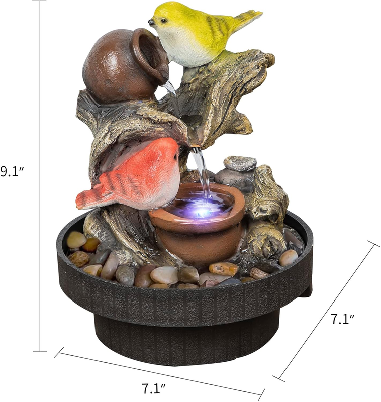Indoor Tabletop Water Fountain LED Desktop Feng Shui Relaxation Home Decor1
