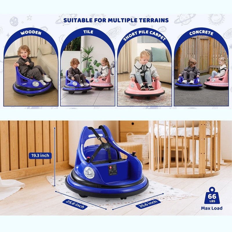 12V Blue Toddler Bumper Car Ride-On 360° Spin Remote Control with 5 LED Lights6