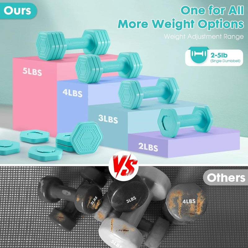 4-in-1 Adjustable Dumbbells 2-5lb TPU Handle Home Gym Weights for Women Blue4