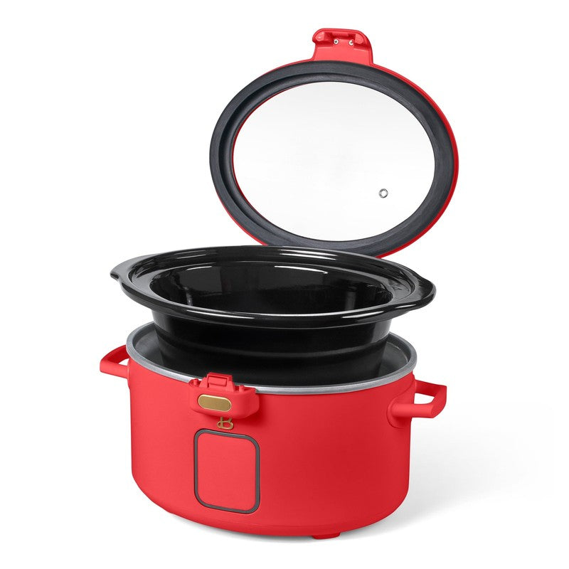 4 Qt Digital Slow Cooker with Hinged Locking Lid, Tomato Red by Drew Barrymore6