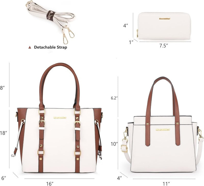 3PCS Purses for Women Tote Bag and Wallet Set Shoulder Satchel Handbags4