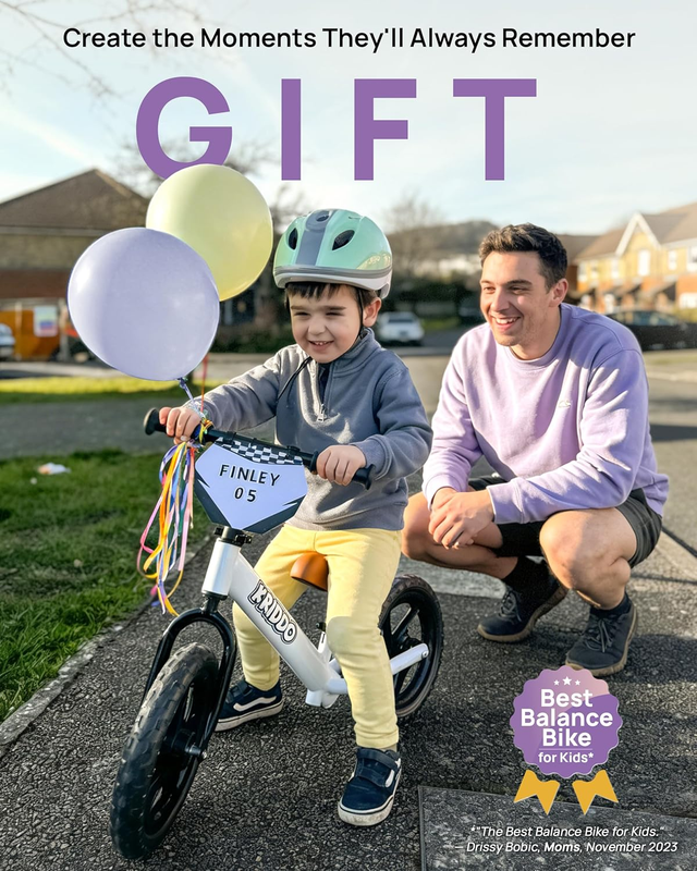 Toddler Balance Bike 12 Inch 2-5 Years Push Bike Custom Plate White Kids4