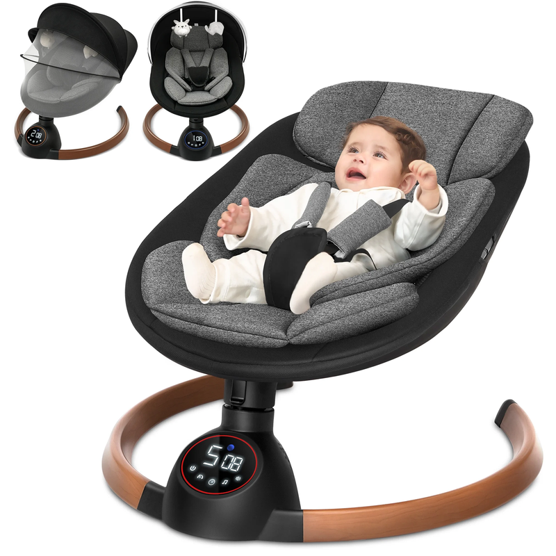Baby Swing for Infants Bluetooth Control 5 Point 5 Speeds 10 Lullabies Grey10