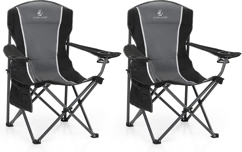 Oversized Quad Back Camping Chair 350lbs Heavy Duty Folding Chair11