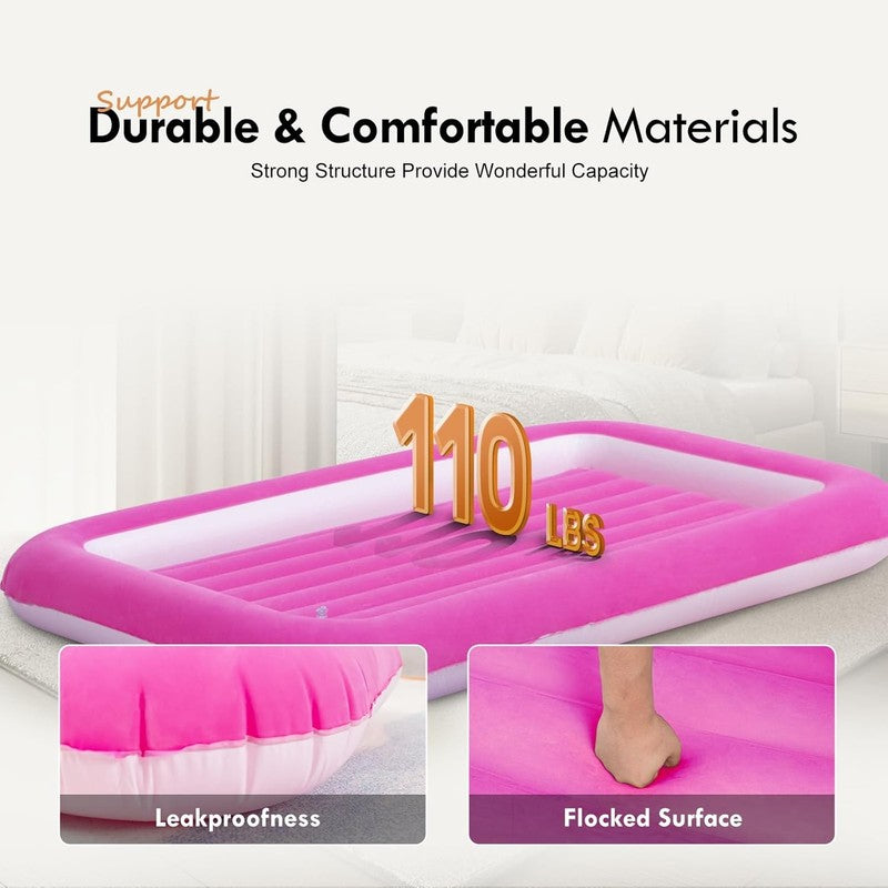 Kids Air Mattress Inflatable Toddler Travel Bed with Sides,Pink2