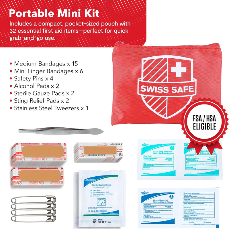 2 In 1 First Aid Kit for Car, Travel & Home, Businesses   Bonus Mini Kit for Med3