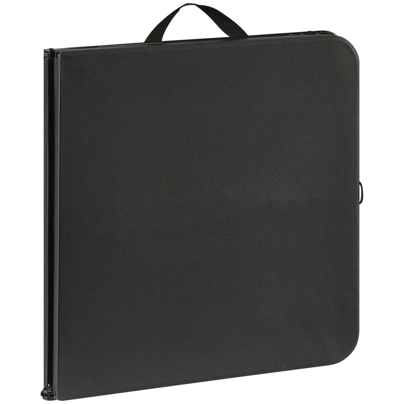 40" Plastic Adjustable Height Fold In Half Folding Table, Rich Black3