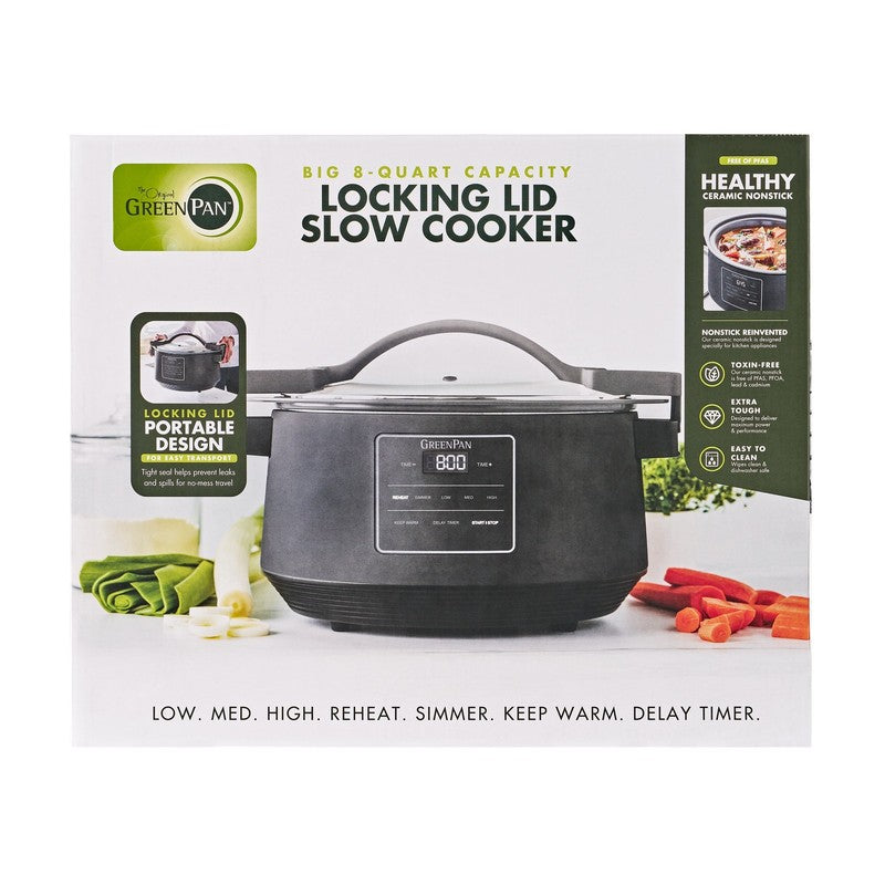8 Quart Locking Lid Slow Cooker, Healthy Ceramic Nonstick, Graphite6