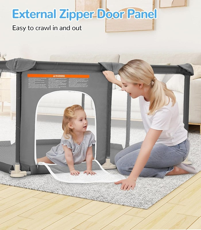 Safe Baby Playpen 48"x48" Indoor/Outdoor Activity Center with Gates - Grey7