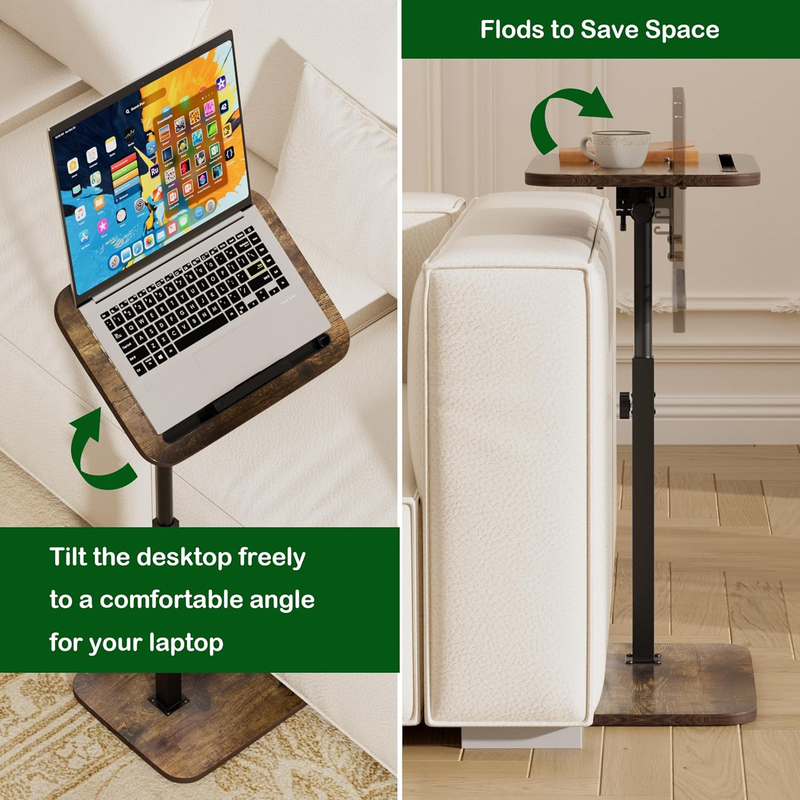 C Table Sofa Tray TV Side Adjustable Height Laptop Table Phone Small Space6