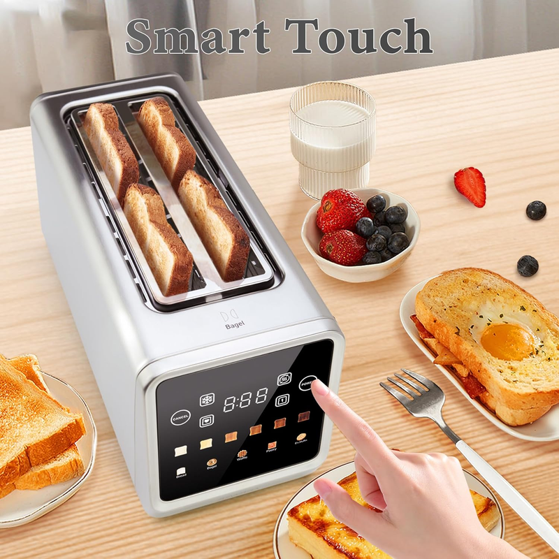 4 Slice Long Slot Toaster - Touch LED, Wide Slots, Dual Control, 6 Shades2