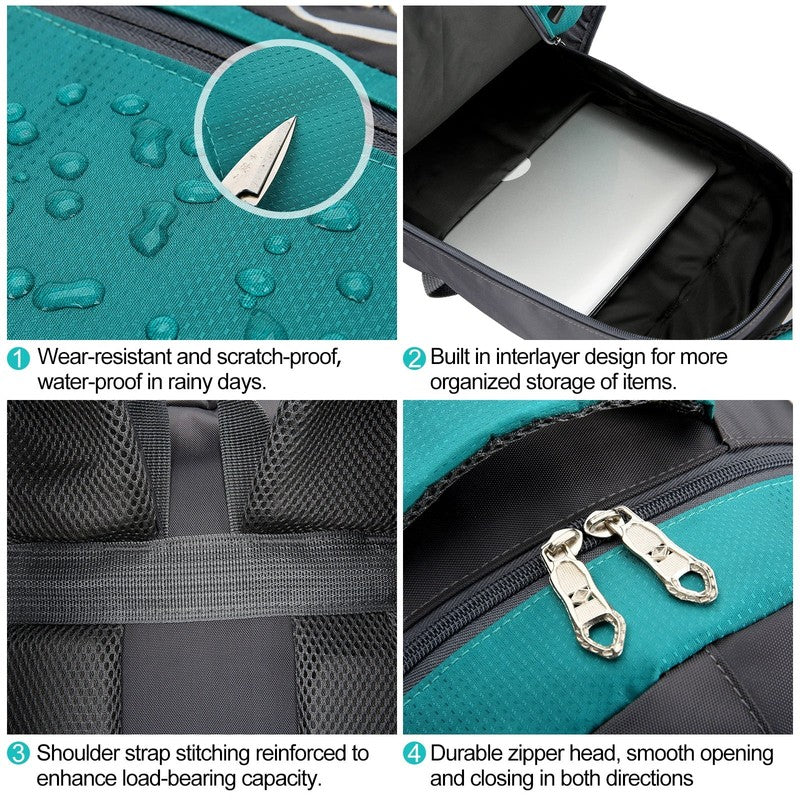 60L Waterproof Hiking Backpack with Reflective Strips & Safety Whistle, Large Ca7