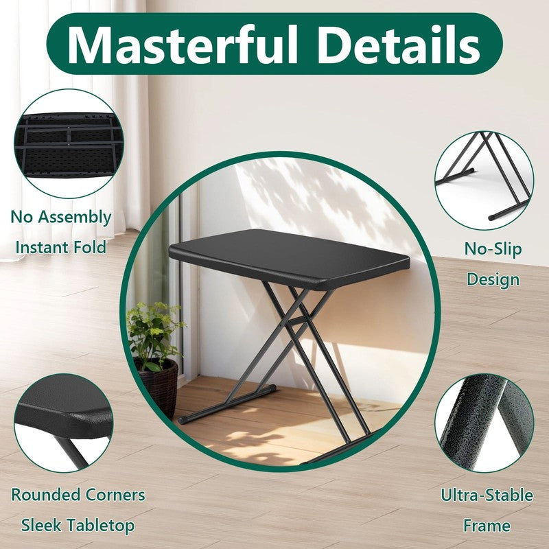 30" Small Camping Folding Table, 22/25/28 Inch Height Adjustment Tv Tray, Practi4
