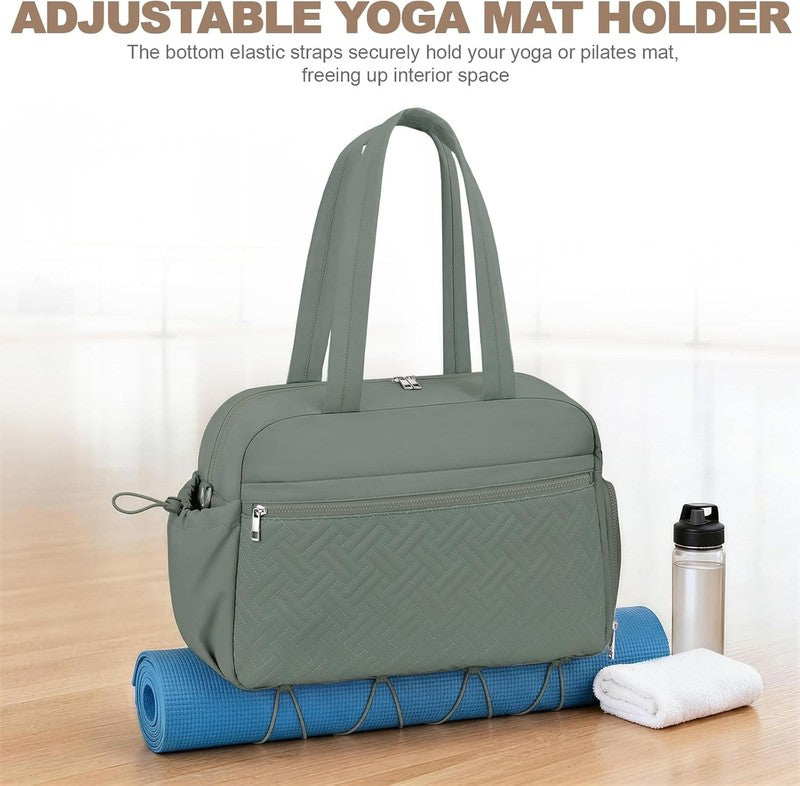 Gym Bag Women Lightweight Duffle Shoe Wet Compartment Yoga Travel Green4