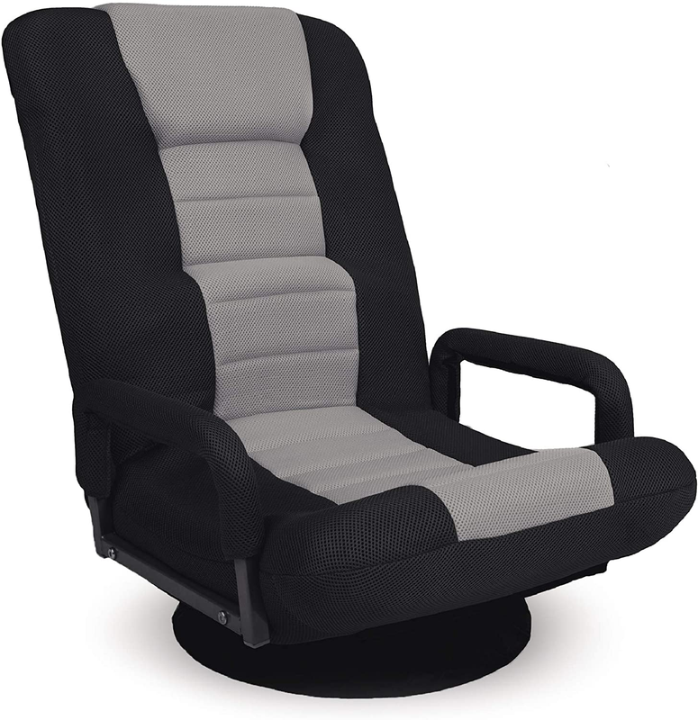 Gaming Floor Rocker Chair 360° Swivel, Lumbar Support Black/Gray9