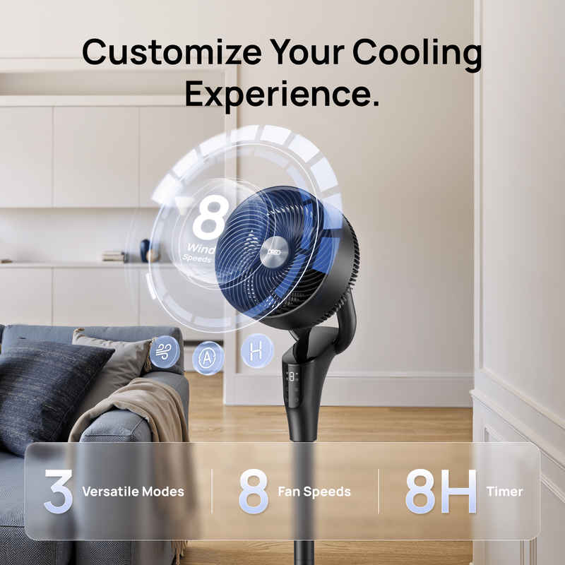 2 in 1 Pedestal Fan Quiet Standing Table Fan Remote 8 Speed Timer8