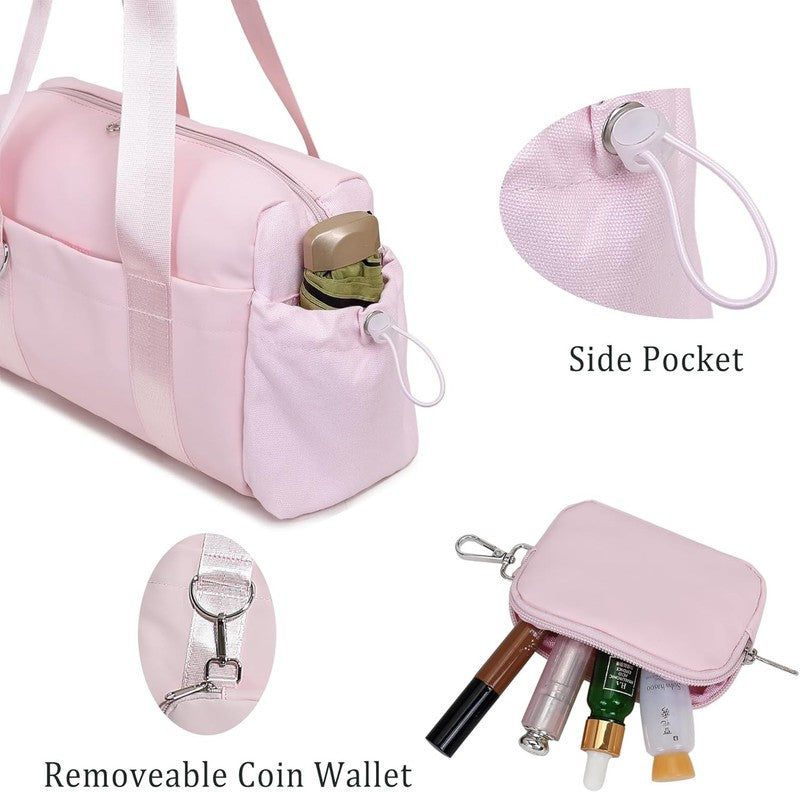 Everyday Mini Gym Bag Women 2.0 Tote Waterproof Travel Duffle Pink Coin Wallet6