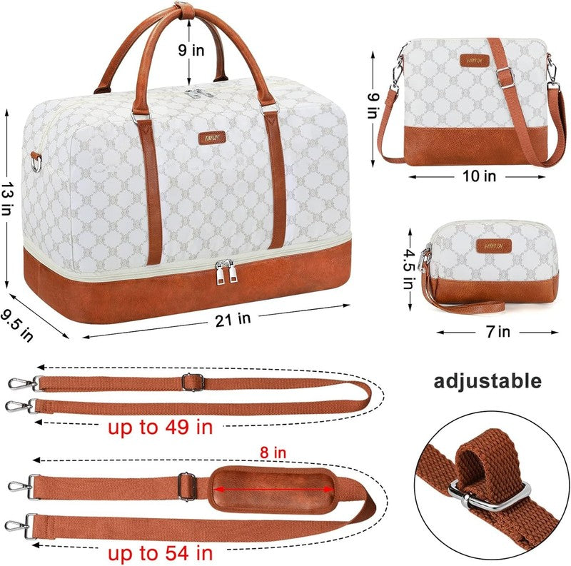 21in Weekender Duffle Bag Women 3Pc Set Carry On Travel Shoe Compartment5