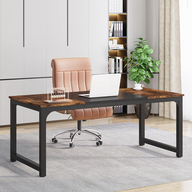 63x31.5'' Modern Computer Desk Large Office Writing Desk Vintage Black Metal9