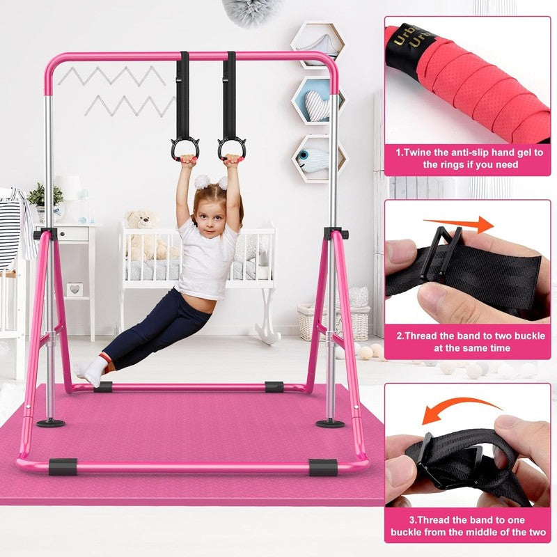 Kids Gymnastic Bars Adjustable Height Folding Training Kip Bar Expandable Home4