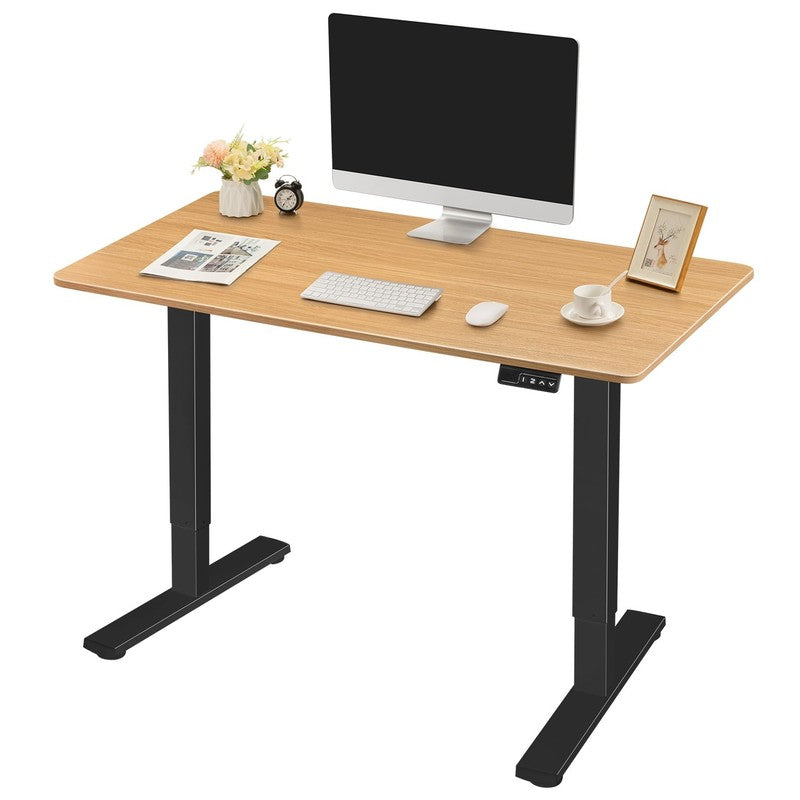 40"×24" Electric Height Adjustable Standing Desk T Shaped Metal Black/Wood1