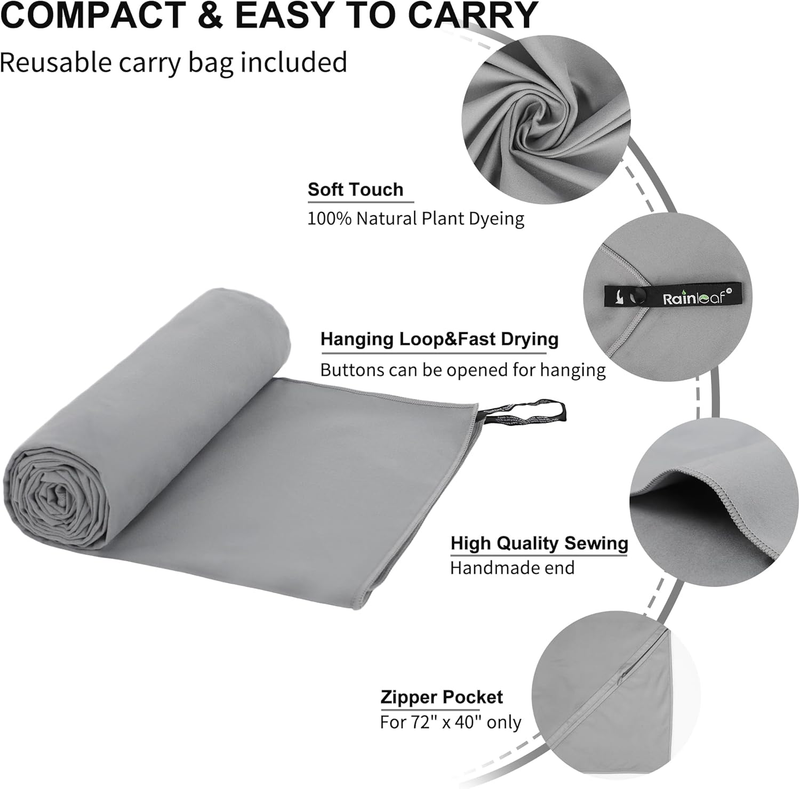 Microfiber Travel Towel Quick Dry Gym Camping Beach Pool Ultra Compact2