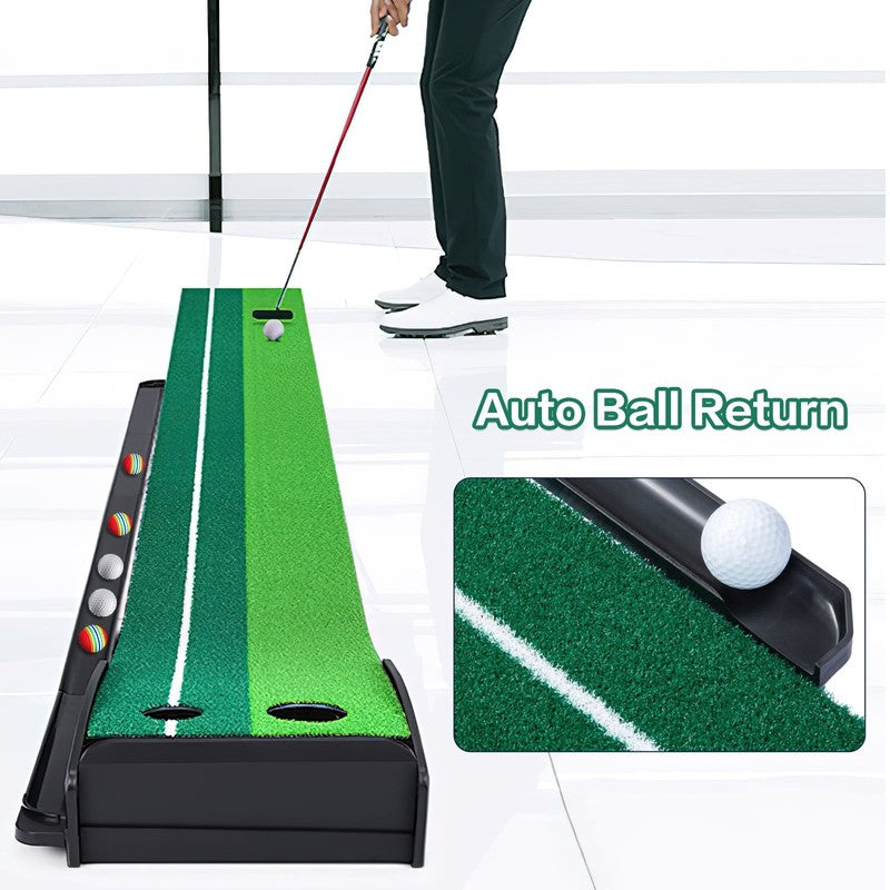 Putting Green Mat 9.9FT Golf Training Putting Mat with Auto Ball Return for Indo1