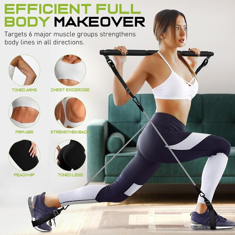 Pilates Bar Kit w/ Resistance Bands Heavy-Duty Adjustable Full Body Workout5