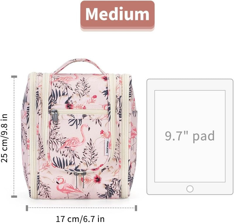Small Hanging Toiletry Bag Travel Makeup Organizer Medium Beige Bird4