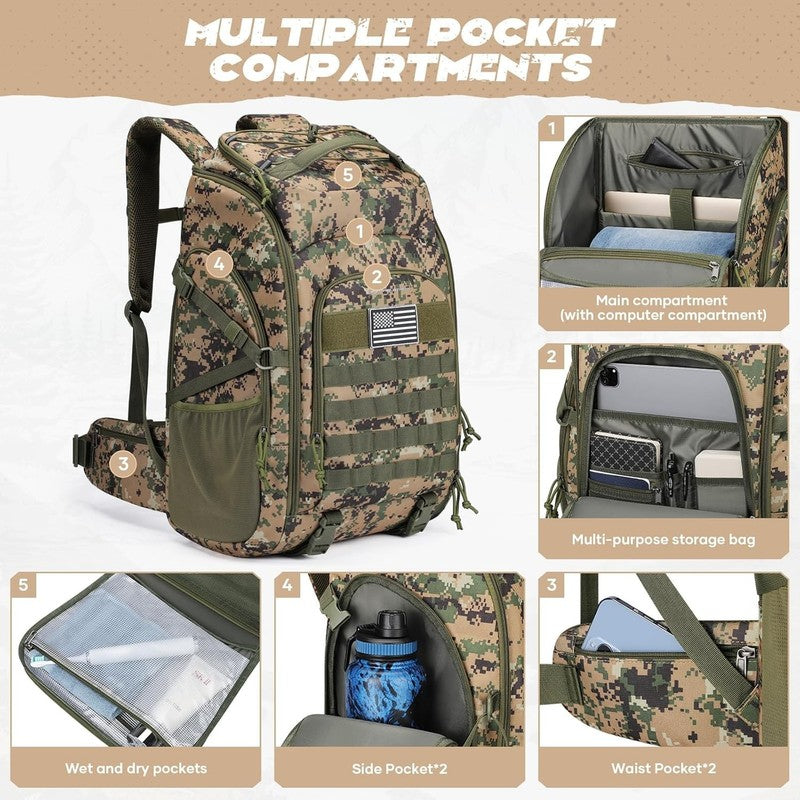 Tactical Backpack 40L Men Hiking Camping Gym Molle Camouflage Green4