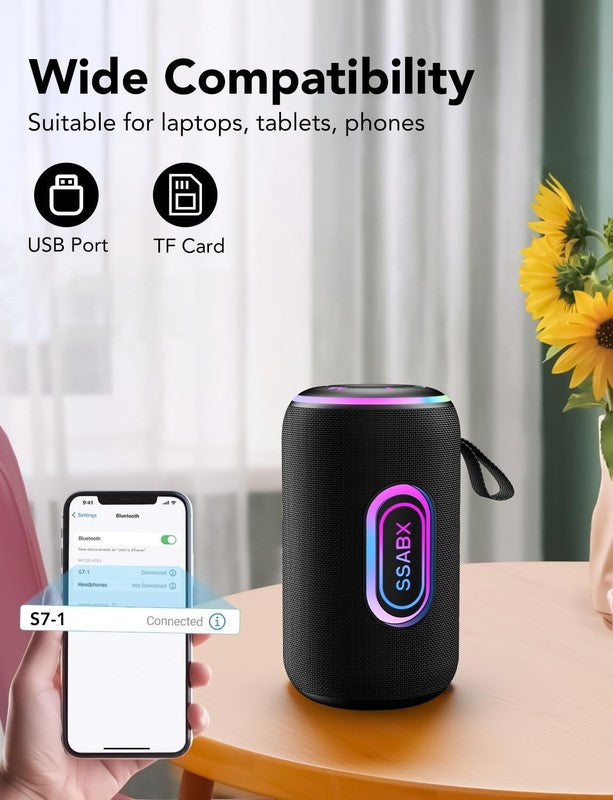30W Bluetooth 5.4 Speaker, Dual, Deep Bass, 30H Playtime, RGB Lights, IPX7, TWS6