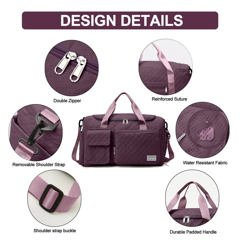 Waterproof Weekender Gym Duffel Bag Shoe Compartment Rose3
