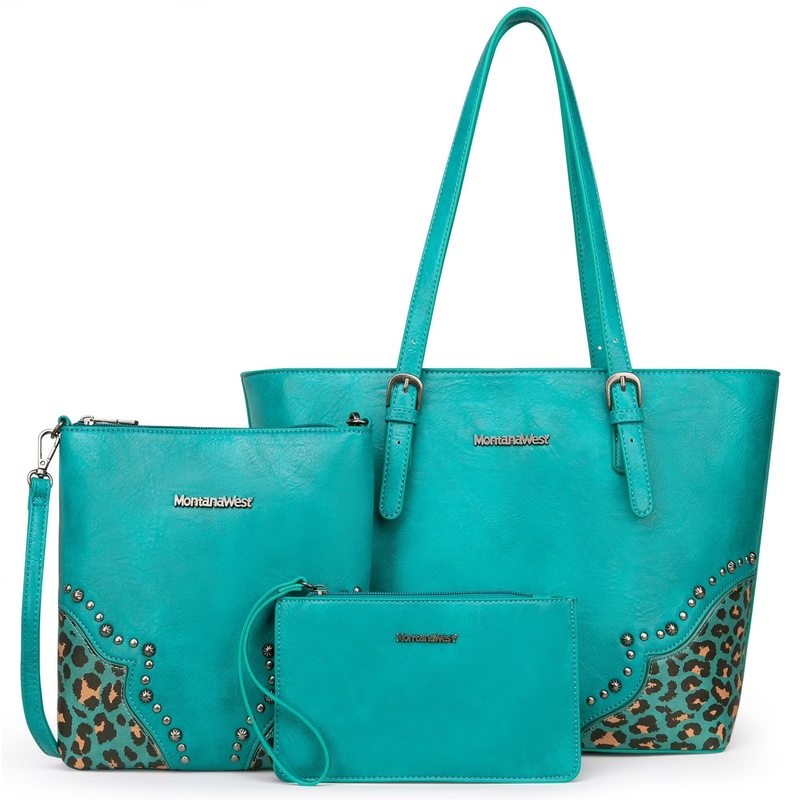 Purses for Women Tote Bag 3Pcs Set Leopard Print Satchel Handbags10
