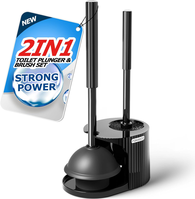 2 in 1 Toilet Plunger and Brush Set，Extended Handle Plunger，Toilet Bowl Brush Pl9