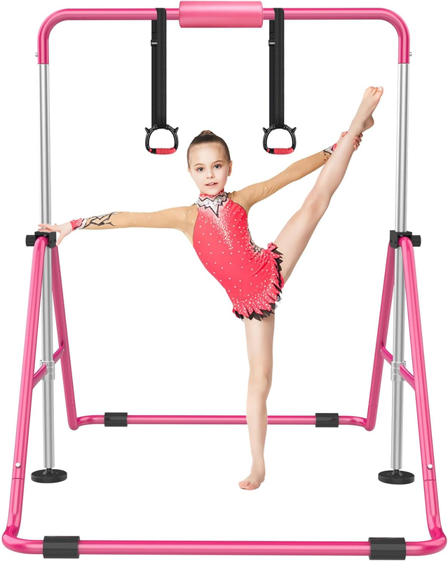 Kids Gymnastic Bars Adjustable Folding Training Kip Bar Expandable Home Use10